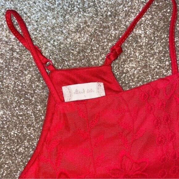 Altar'd State mini dress halter top lace overlay red A-line lined tunic SZ SM - Picture 4 of 10